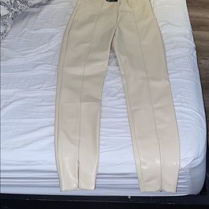 Leather cream leggings